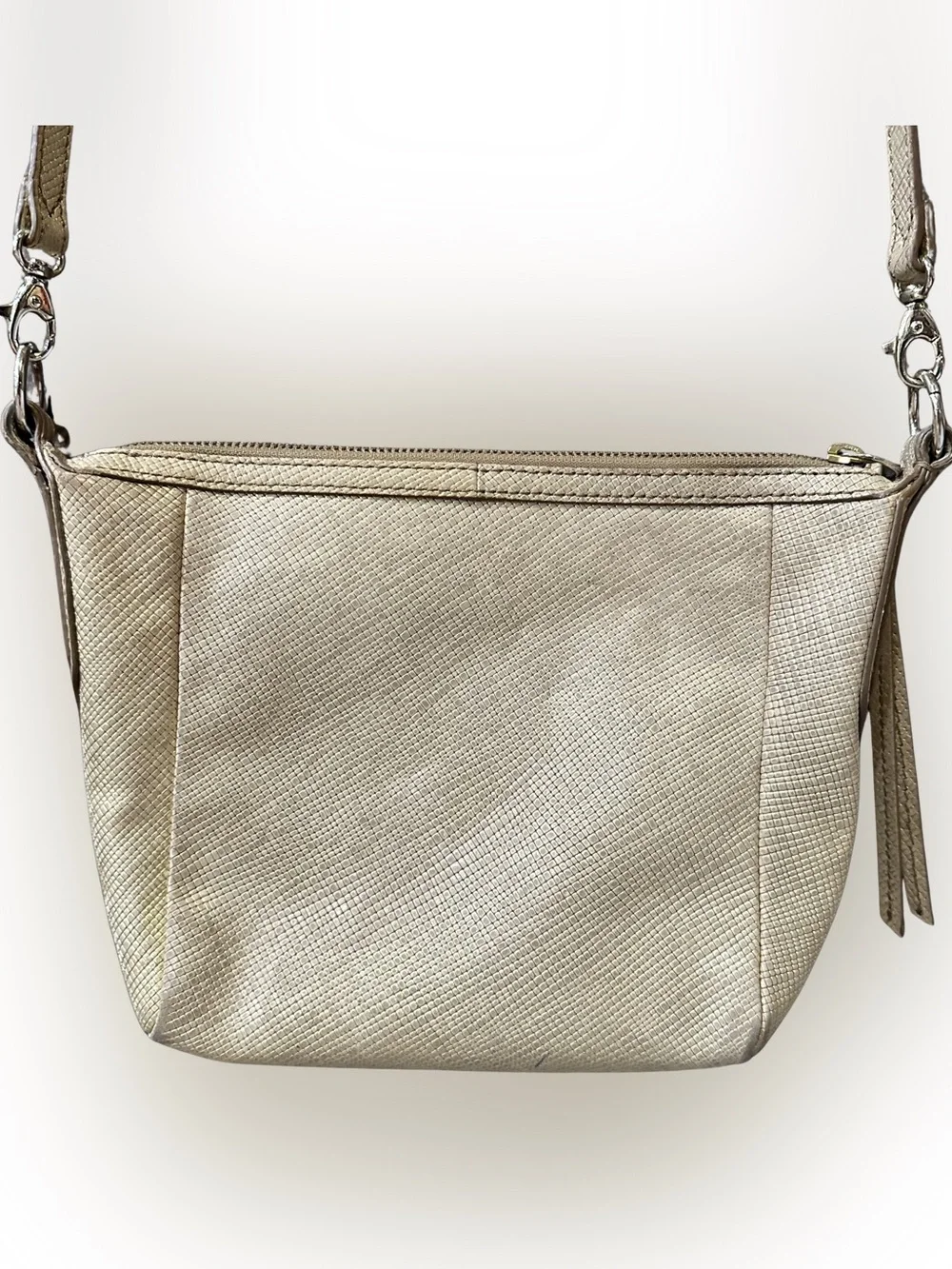 Fossil Handbag Sydney Gold Metallic Crossbody Small Zip Closure Purse